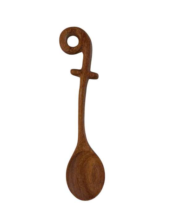 Handmade Wooden Cooking Spoon Melody Handle by Lotushandcrafts Round Head Natural Wood Kitchen Utensil.