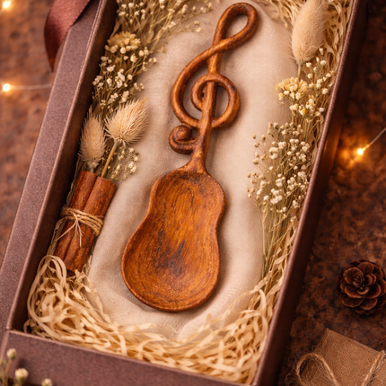 This handmade music note wooden spoon makes a thoughtful and unique gift for any special occasion.
