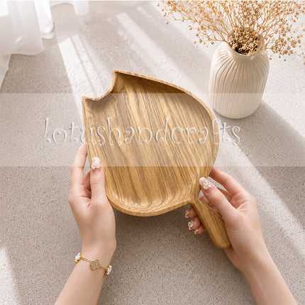 Cute Tulip Bud ashwood serving tray with handle offers elegant design and versatile everyday functionality.