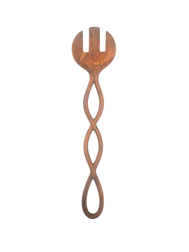 Handcarved twist handle wooden salad fork is safe and comfortable for everyday use.