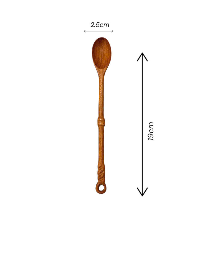 TwistGrip mini long handle wooden spoon offers a practical size for precise seasoning and comfortable everyday kitchen use.