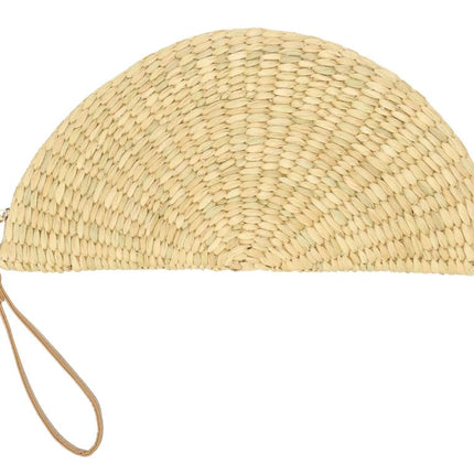 This cute water hyacinth half moon clutch provides the perfect natural touch for your outfit.