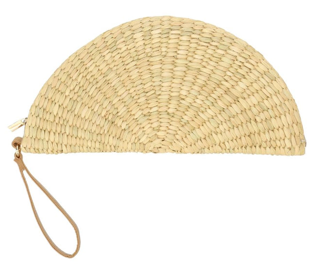 This cute water hyacinth half moon clutch provides the perfect natural touch for your outfit.