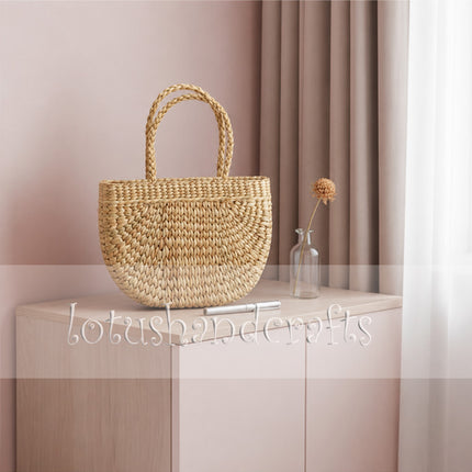 Handmade stylish cute petite water hyacinth woven tote bag.