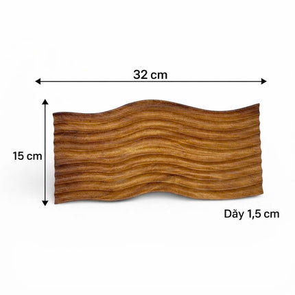 Handcrafted wave carved wooden serving board with a practical size for cheese and desserts.