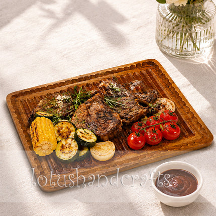 Large Wavy Redwood Serving Tray designed for safe everyday use and healthy food serving.