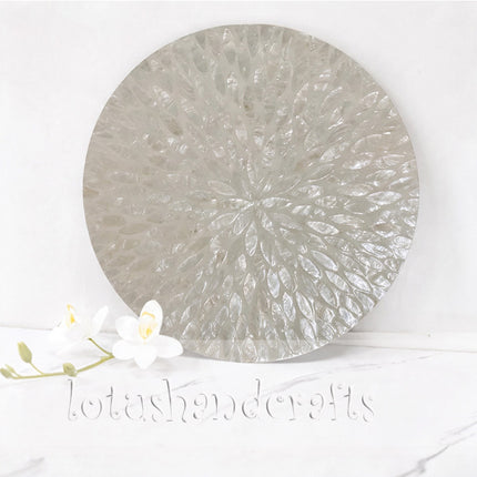handmade Round White Mother of Pearl Shell Inlay Placemat.
