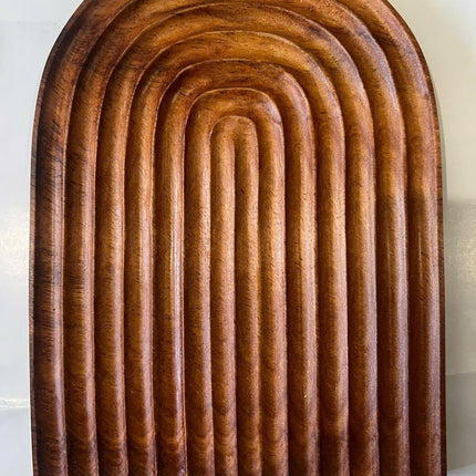 Handcrafted arch wave wooden serving tray made from natural wood for everyday use.