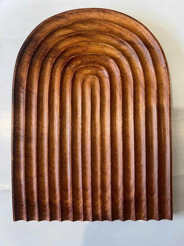 Handcrafted arch wave wooden serving tray made from natural wood for everyday use.