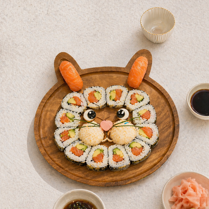 Wooden cat serving plate is cute and easy to clean for everyday use.