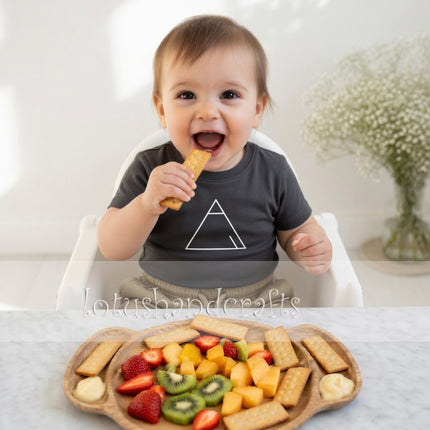 Handcarved Chibi puppy shape wooden serving tray with versatile everyday uses. 