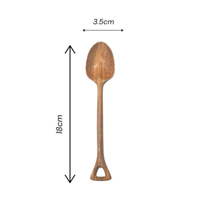 Handcrafted ashwood spoon with a smart hook handle design and practical size.