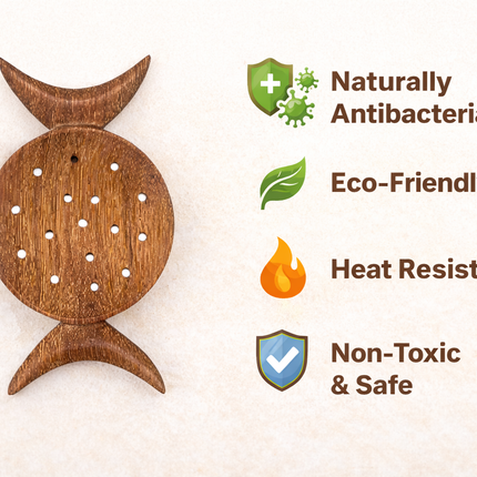 Handcrafted wooden crescent moon magic strainer offers high durability and long lasting use.
