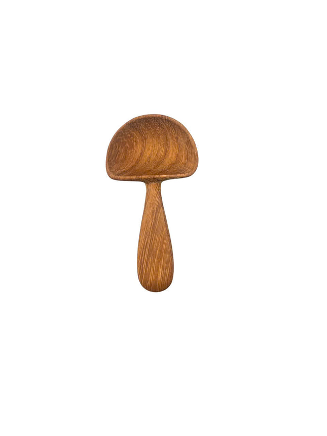 Handcrafted wooden mushroom scoop spoon with a cute design perfect for everyday kitchen use.