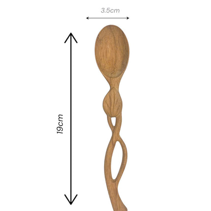 Leaf handle wooden spoon cute size perfect for daily use and comfortable grip.
