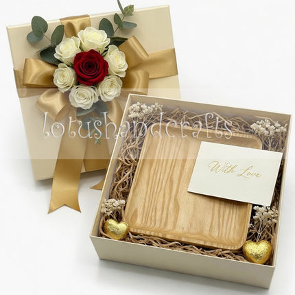 This handcarved square ashwood serving plate is a perfect gift for any special home occasion.