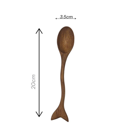 Handcrafted wooden whale tail spice spoon in perfect size for daily cooking and serving use.